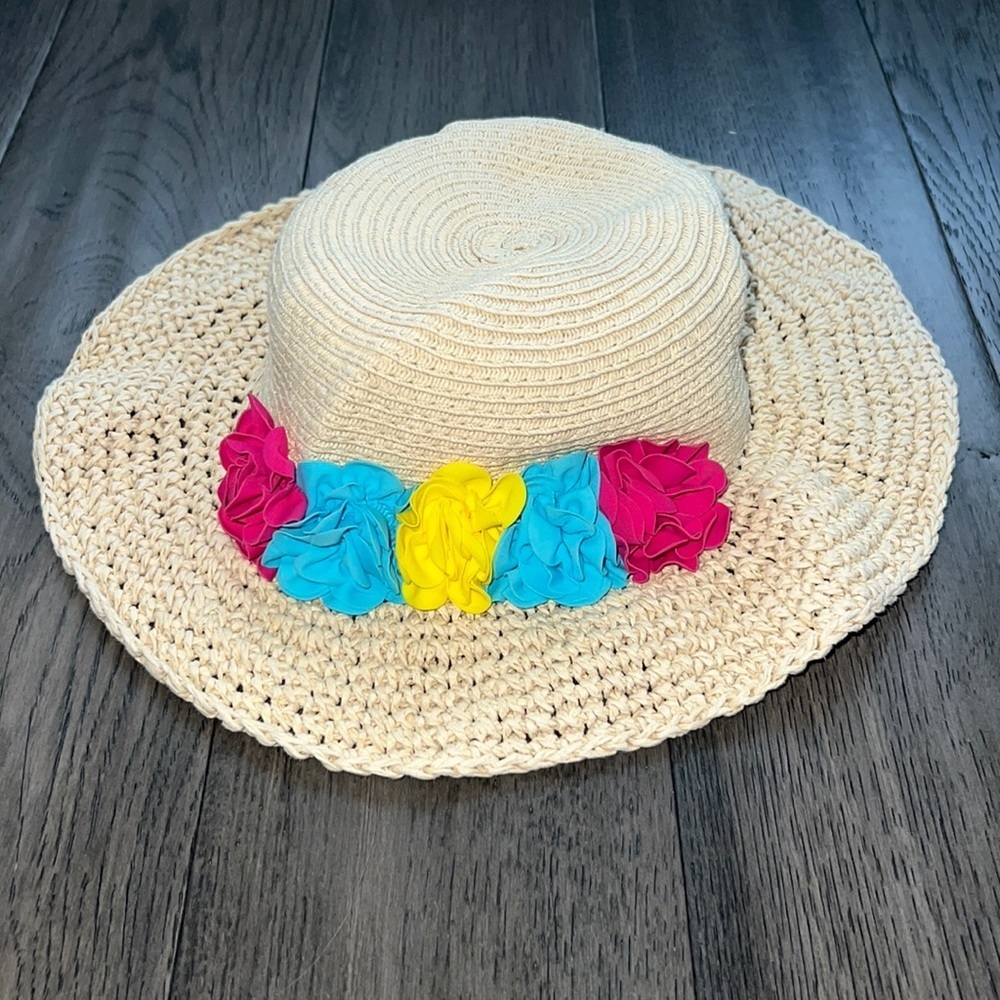Koala kids floral floppy straw like beach hat